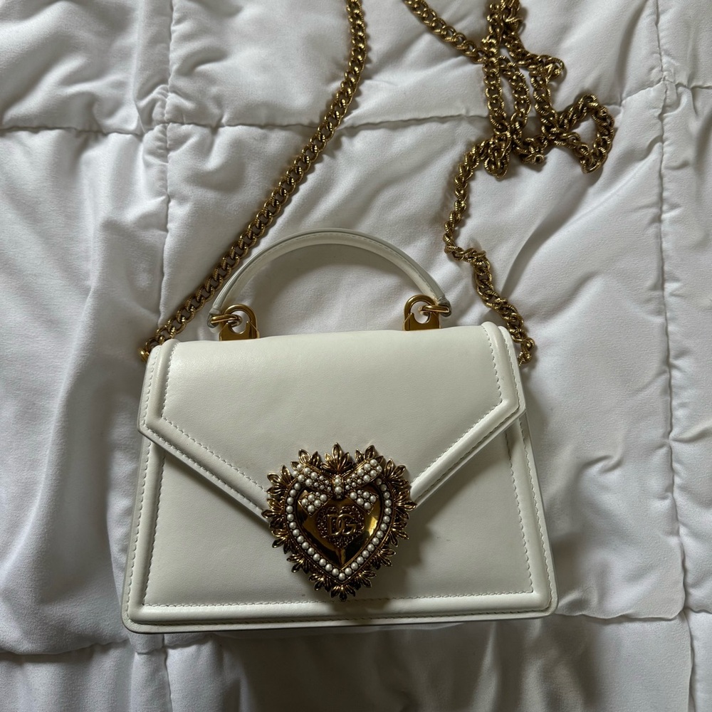 Dolce & Gabbana Small Smooth Calfskin Devotion Bag White